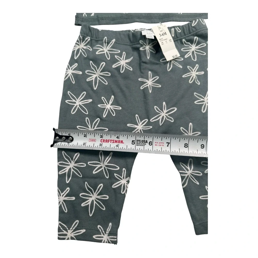 GRAYSON Mini Gray Blue Floral‎ T-Shirt & Pants Set - Size 3-6M - NWT